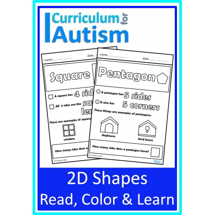 2D Shapes Read, Color & Learn Worksheets